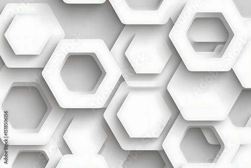 Abstract white hexagons with subtle gray shadows