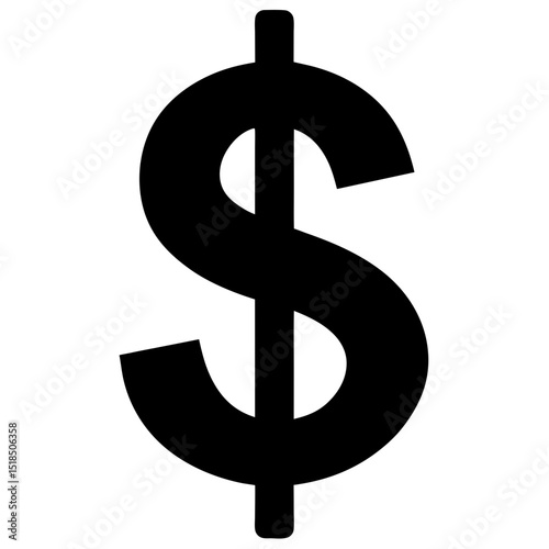 Black dollar sign currency symbol simple graphic silhouette vector illustration