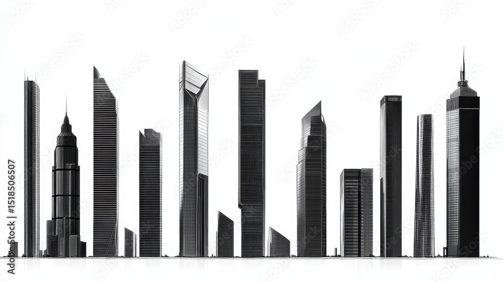Obraz premium Modern Architecture, Skyscraper Silhouettes