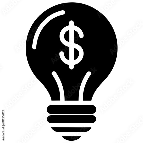Lightbulb with dollar sign business finance idea silhouette vector illustration