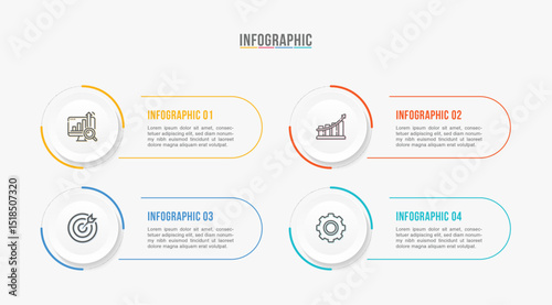 Timeline infographic template design. 4 options or steps business infographics design. Can be used for process diagram, presentations, workflow layout, flow chart, steps, banner.