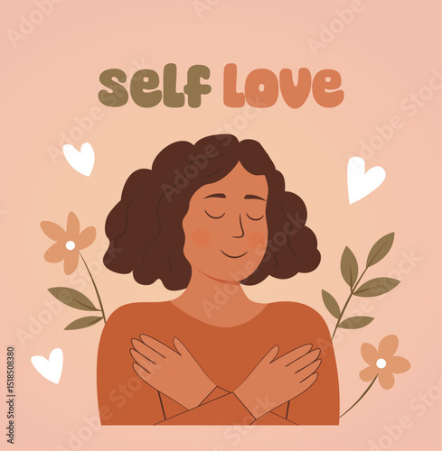 A woman is hugging herself and the words 