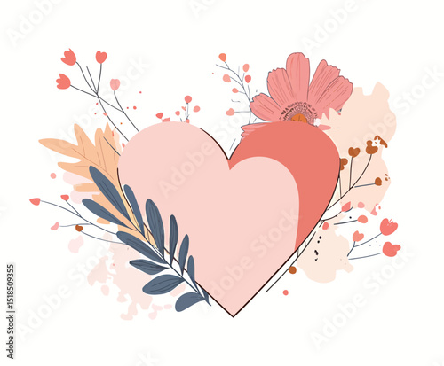 Colorful heart illustration with floral accents and soft pastel tones.