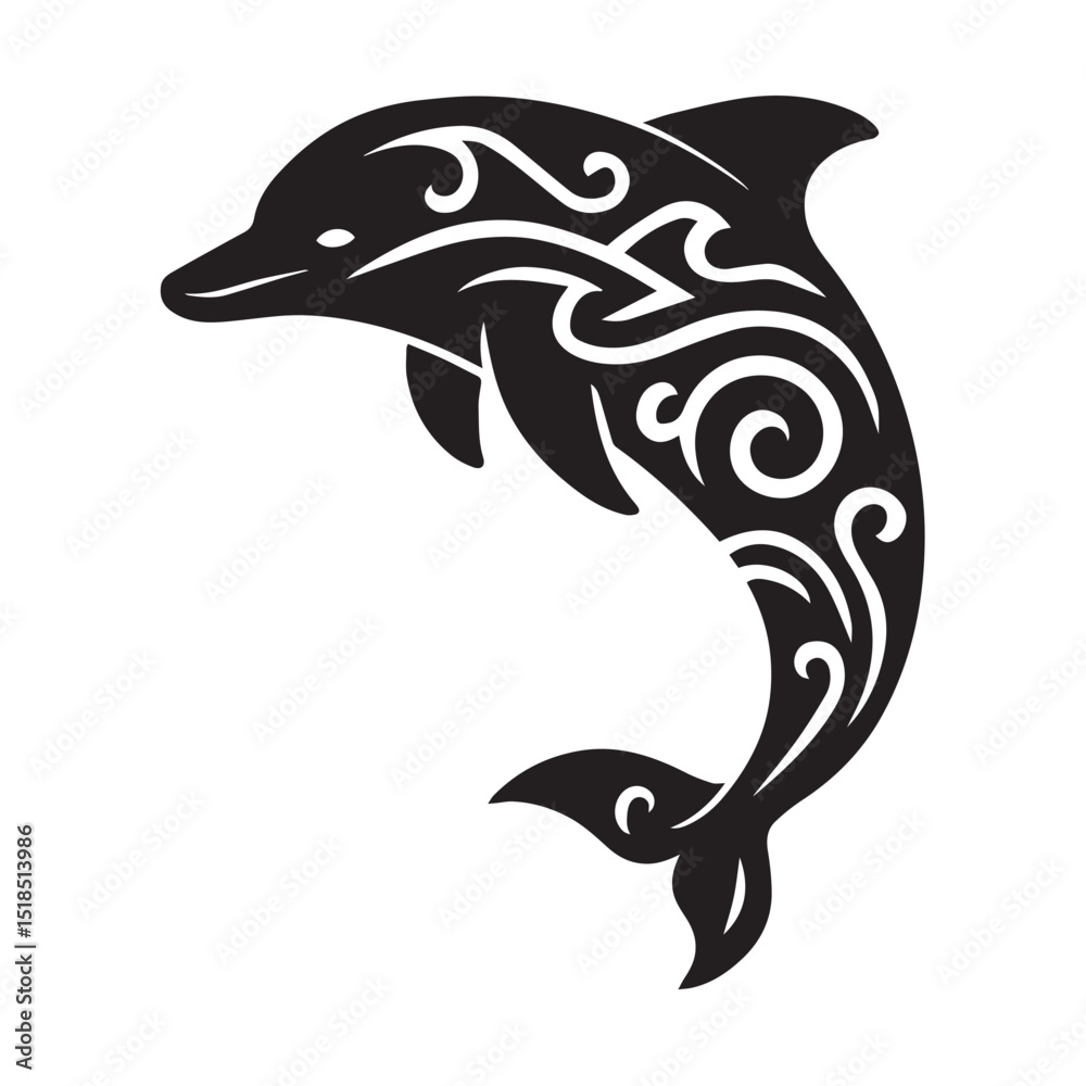Fototapeta premium Tribal Dolphin Silhouette Vector Design