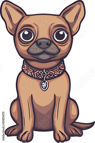 Cute cartoon representation of a Chihuahua dog with big eyes.