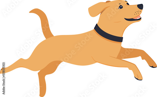 Playful cartoon dog jumping joyfully in a vibrant style.