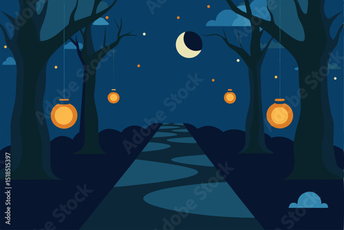 vector illustration of a halloween night