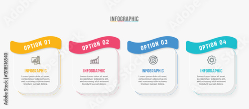 Timeline infographic template design. 4 options or steps business infographics design. Can be used for process diagram, presentations, workflow layout, flow chart, steps, banner.
