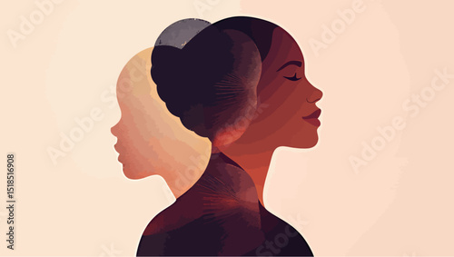 Silhouetted profiles of two Black women, symbolizing strength and growth.