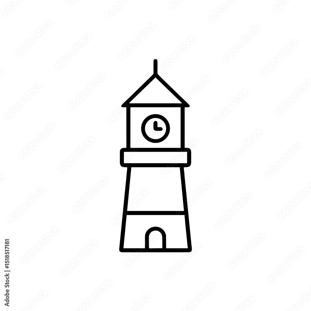Simple line drawing of a clock tower in minimalist style Simple line drawing of a clock tower in minimalist style