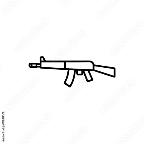 Outline of an assault rifle icon in minimalist design  