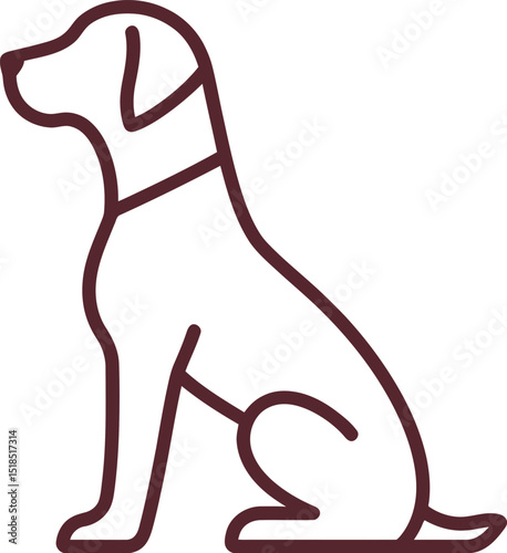 Outline of a dog sitting in a relaxed pose, showcasing its sleek silhouette.