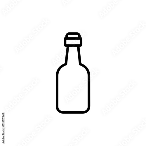 Outline of a bottle in minimalist style on a white background  