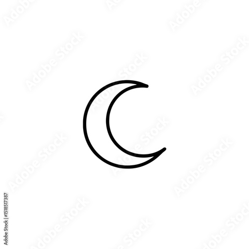 Simple crescent moon icon in minimalist design on white background  