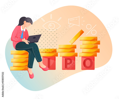 Tracking IPO Initial Public Offering - Stock Illustration