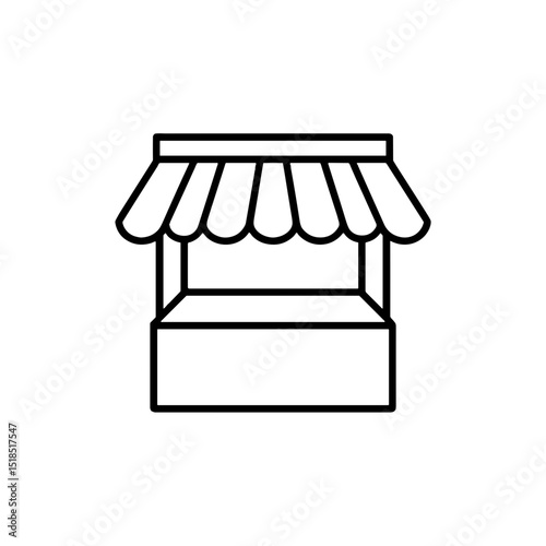 Outline of a market stall with canopy for selling goods  