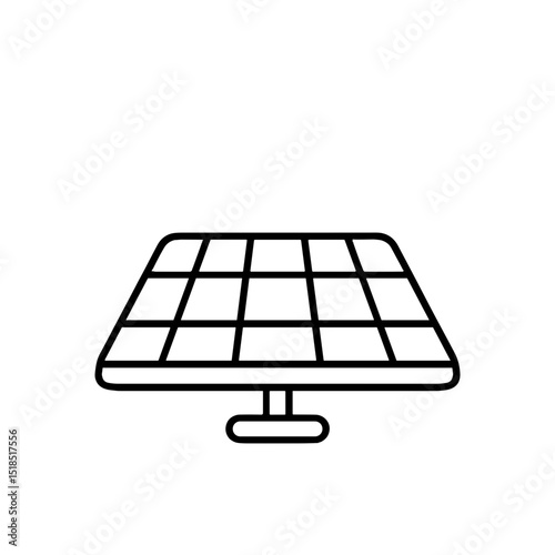 Solar panel icon in simple line design for renewable energy concept  