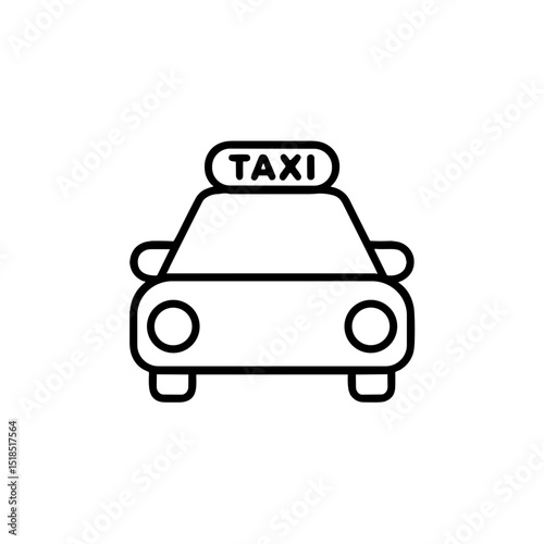 Taxi icon illustration of a front view car in minimalist style  