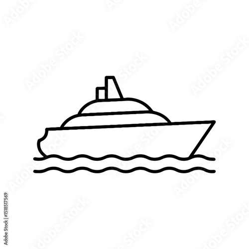 Line art illustration of a ship sailing on calm waters - Concept of ship  