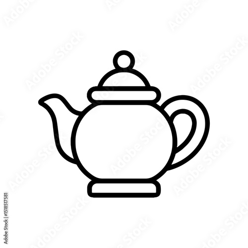Classic teapot icon in minimalist line style on a white background 