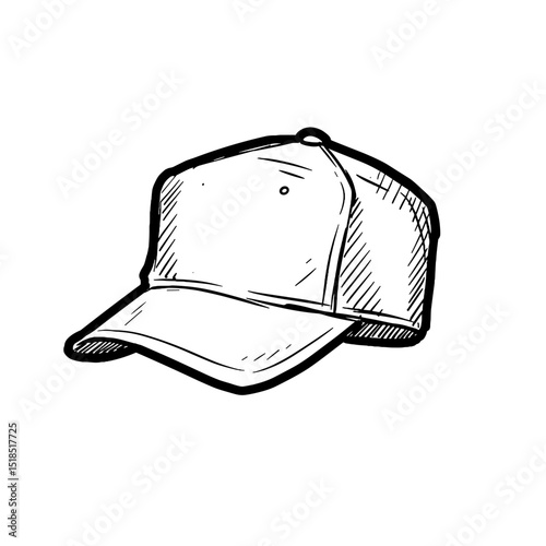 Baseball cap illustration in a sketched style on a white background