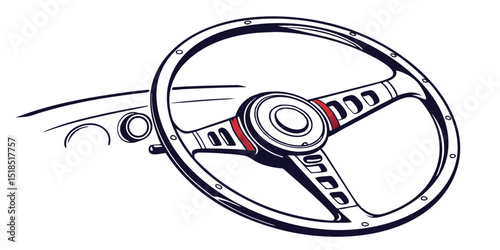 Car Steering Wheel Interior Vector Illustration Classic Automobile Design Element