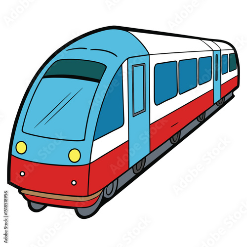 Cartoon Illustration Of A Modern High Speed Train Transport Vehicle