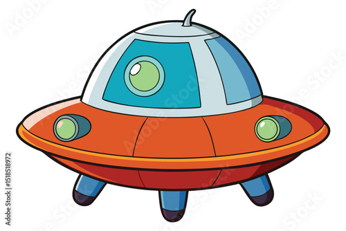 Cartoon Illustration Of A Retro Style Flying Saucer Spaceship Isolated On White