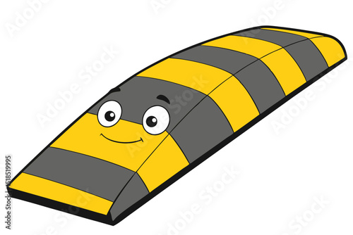 Cartoon Speed Bump Illustration Cheerful Traffic Calming Concept For Kids Education