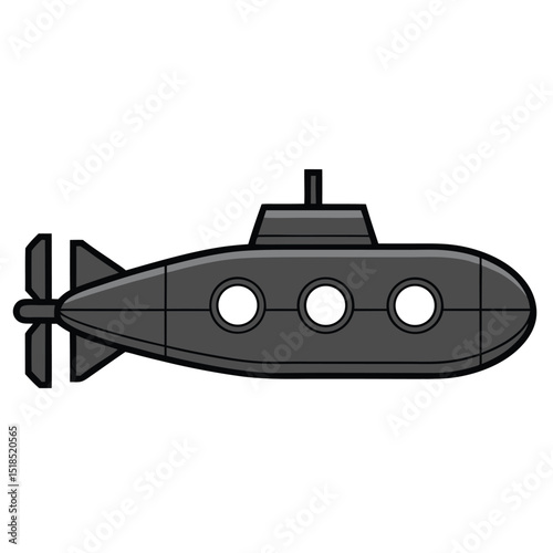 Cartoon Submarine Illustration Underwater Vessel Naval Transport Marine Life Icon