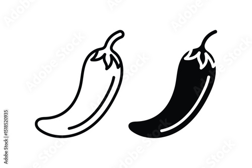 chili pepper line art silhouette icon