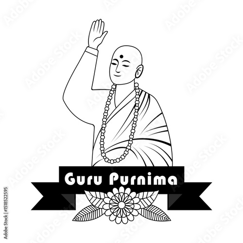 Traditional Blessing Scene for Guru Purnima Vector Illustration