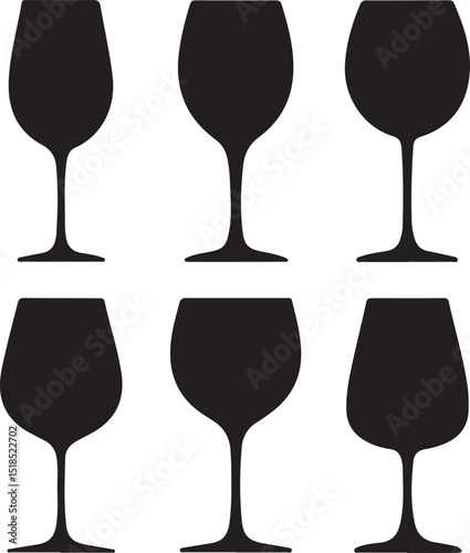 Various wine glasses. Vector illustration.