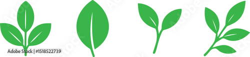 Green plant and sapling logo icon set in colored vector style representing growth, ecology, and environmental conservation