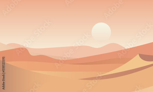 Soft Sunset over Desert Dunes – Minimal Beige Landscape with Sand and Clear Sky