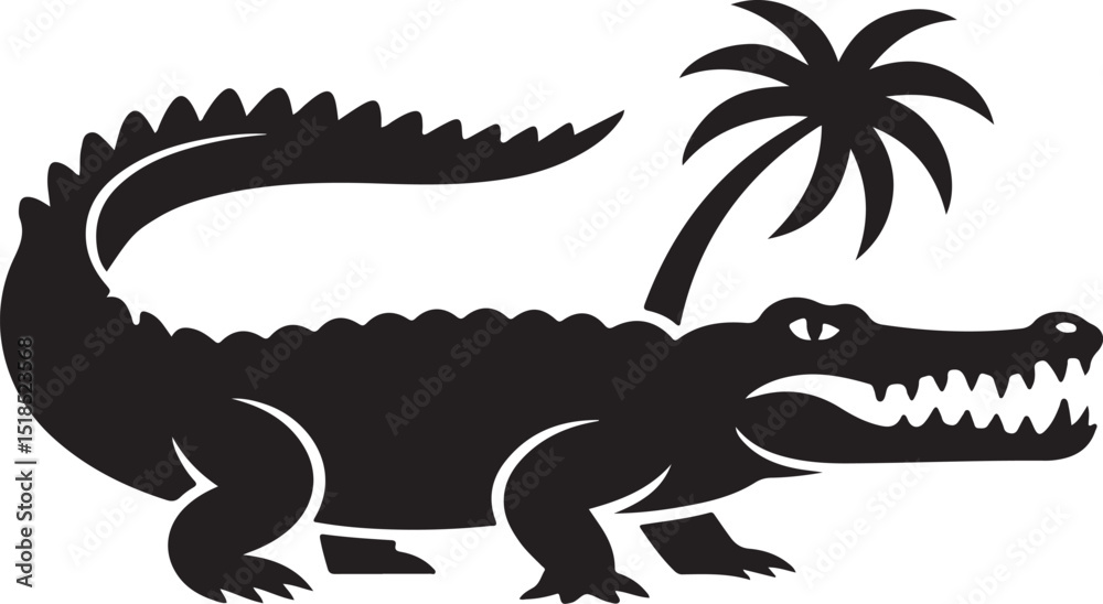 Obraz premium Vector of crocodile design on white background. Wild Animals. Reptile. Easy editable layered vector illustration.