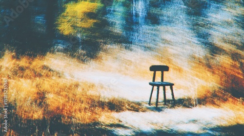 Minimal scene with a single stool, emphasizing structure, function, and visual silence for contemporary creative use.