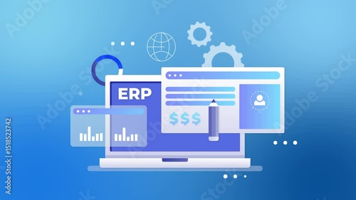 ERP Concept Animation—Integrated Business Management System and Workflow Visualization