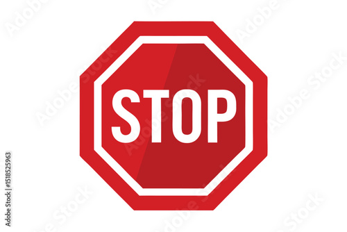 Red Stop Sign Icon Road Safety Transportation Symbol White Background