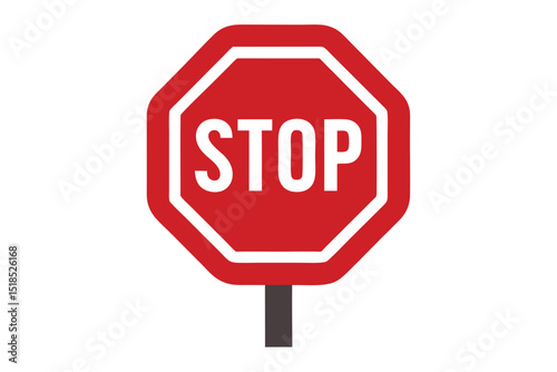 Simple Red Stop Sign Icon Illustration Traffic Safety Concept