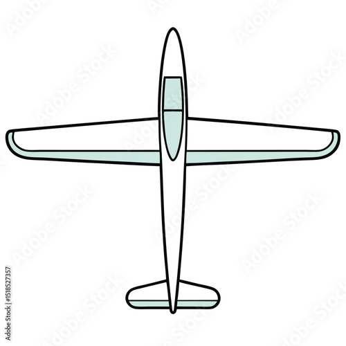 Top View Illustration Of Glider Minimalist Design Aeronautical Vehicle Transportation Concept