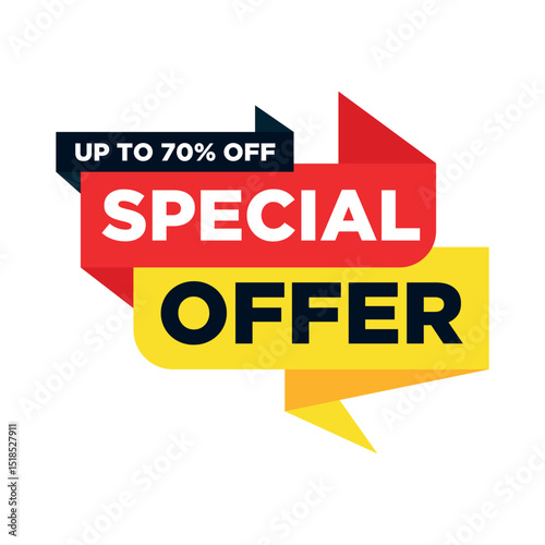 Special Offer Promotion: Dynamic graphic presents a special offer with a bold design and text, perfect for marketing and promotional needs.