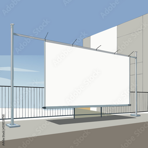 Blank White Billboard Mockup on Urban Street Scene