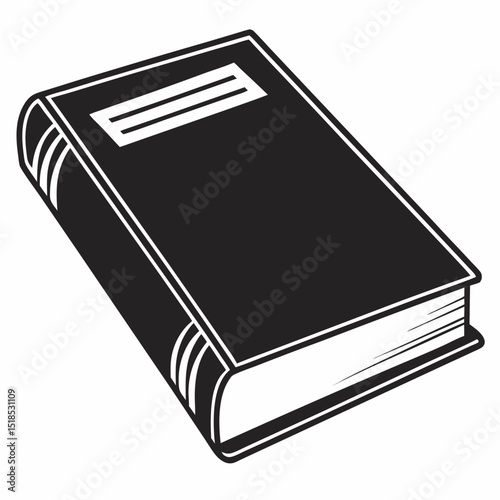 Black and White Illustration of a Closed Hardcover Book