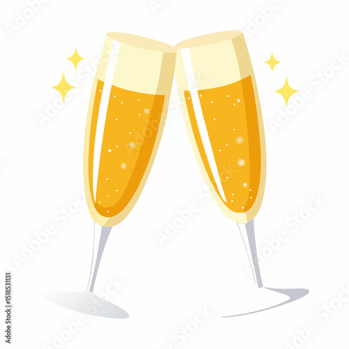 Two Champagne Flutes Toasting Celebration Graphic Design