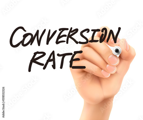 Conversion Rate Concept – Hand Writing with Marker on Transparent Background

