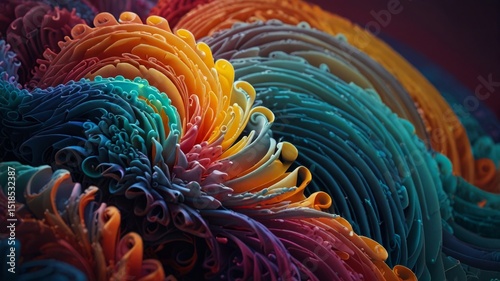 Multilayered spirals with gradient transitions, creating a mesmerizing effect.