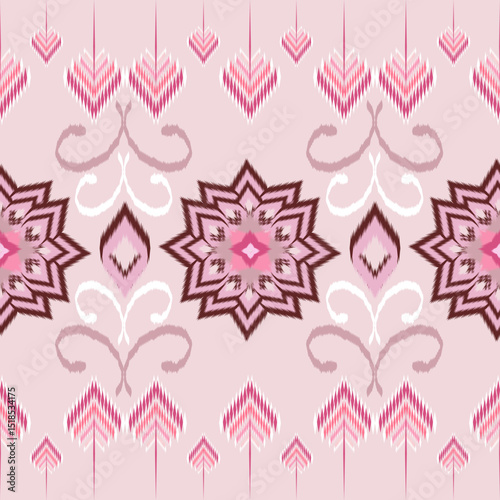 Navajo Ikat pattern. tribal motifs pink hues. Perfect for boho chic project, textile design, fashion prints, digital scrapbooking. Geometric ethnic ikat pattern seamless 