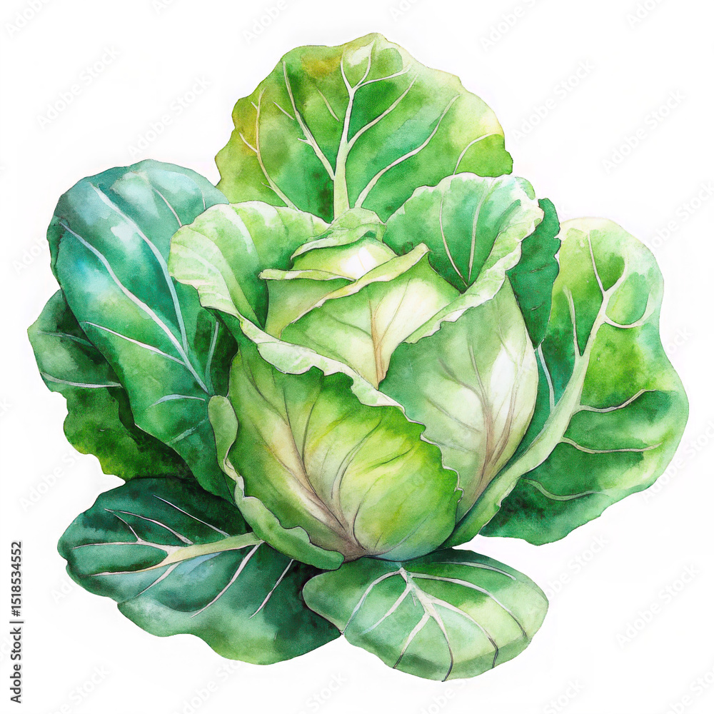 Obraz premium Watercolor cabbage illustration isolated on transparent background
