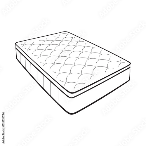 White mattress for sleeping vector isolated icon on white background.